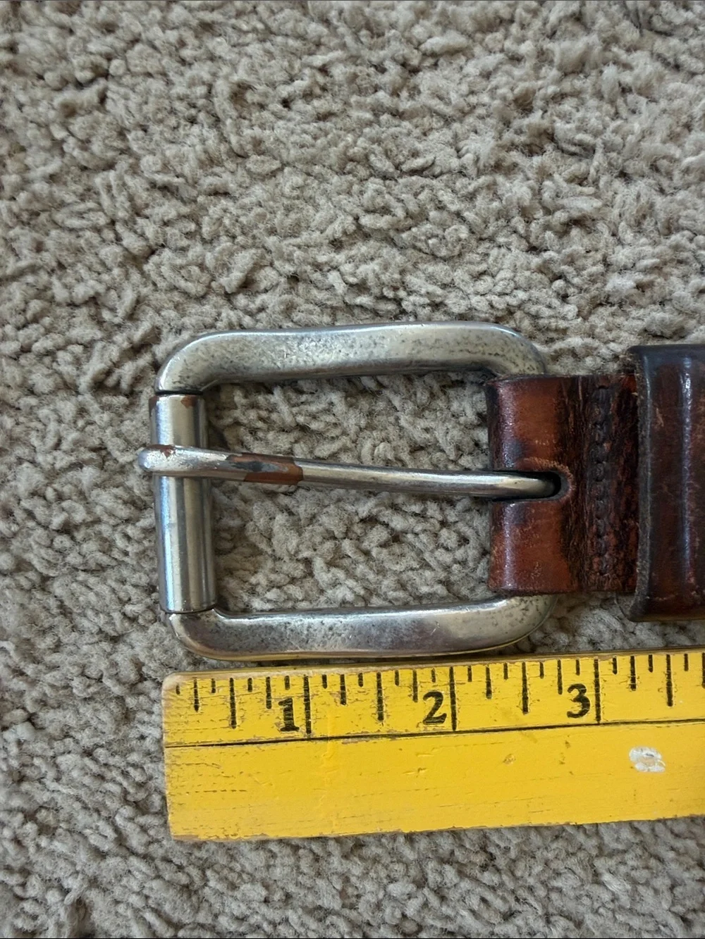 Vintage Genuine Brown Leather Silver tone Buckle And Grommets Mens Belt size 40